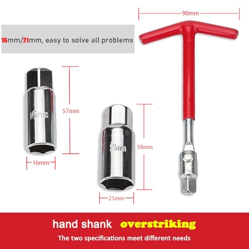 Spark Plug Removal Tool, Spark Plug Tool, Spark Plug Socket Wrench, Car Accessories 16mm (5/8") & 21mm (13/16") Remover Installer Tool Kit, Universal T-Handle Spark Plug Wrench for Lawn Mower