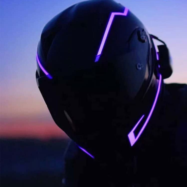 Motorcycle helmet light strip,Helmet EL Light Bar,Helmet Cycling LED Sticker Light Night Riding Signal Helmet Light for Motorcycle Bike Helmet (purple) - color: Purple