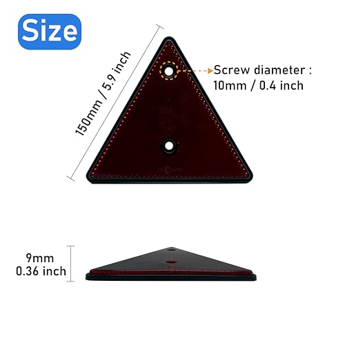 Reflector Triangle Screw on Safety Screw-Mount for golf cart Trailer Trucks Snow-Machine