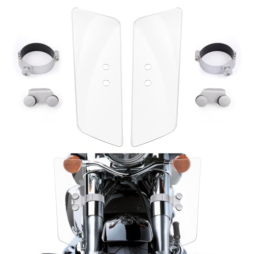 Motorcycle Fork Deflectors, Front Fork Wind Deflector Shield for Honda Shadow VT1100 VT750 VTX1300, for Kawasaki Vulcan Classic VN1500, for Yamaha V-Star XV950 XVS1100 XVS1300 (Clear) - color: Clear