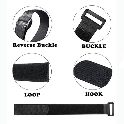 20 Pack(8"-12"-16") Reusable Fastening Cable Straps,Adjustable Multi-Purpose Hook and Loop Straps Nylon Cable Ties for Wire Cable Management Home Office Garage Outdoor Organization - size: (8''-12''-16'') x 1'' (Black)