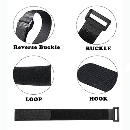 20 Pack(8"-12"-16") Reusable Fastening Cable Straps,Adjustable Multi-Purpose Hook and Loop Straps Nylon Cable Ties for Wire Cable Management Home Office Garage Outdoor Organization - size: (8''-12''-16'') x 1'' (Black)