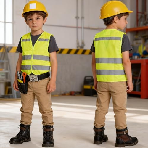 Hi Vis Kids Safety Vest| Lightweight,Adjustable & Comfy |Toddler Safety Vest,Reflective Vest Kids,toddler construction vest for Cycling & Running XS/Y1 - color: Yellow, size: X-Small