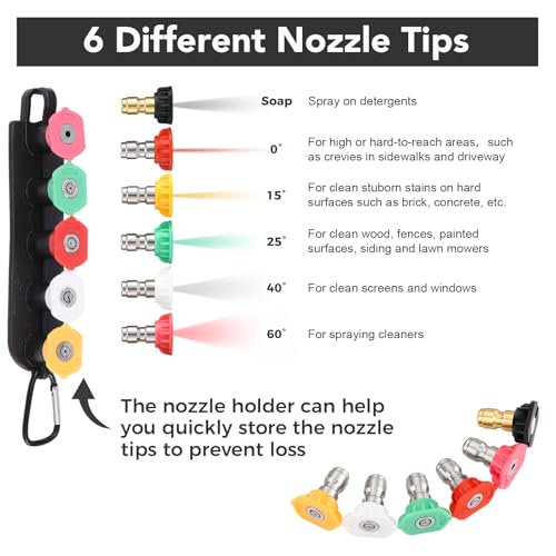Foam Cannon for Pressure Washer, Dual Connector, 5000PSI Pressure Washer Gun, 2-in-1 Foam and Rinse Tool with 6 Nozzles, 1/4" Quick Connector for Car Truck SUV Washing - size: Dual Connector Kit