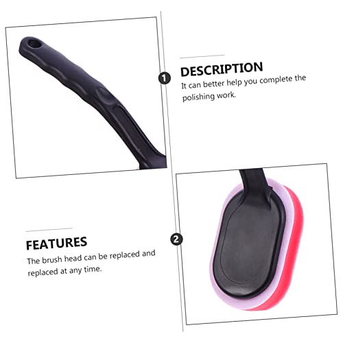 Alipis 5pcs Set Wax Applicator Set with Sponge Brush Heads Handle Efficient Tire Dressing Tool for Cars Trucks and Motorcycles Easy to Use Replaceable Waxing Applicator