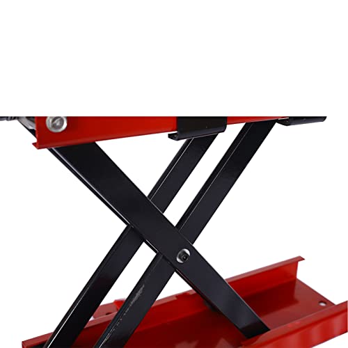 1100lbs Motorcycle Off-Road Bike Scissor Center Jack Lift Repair Stand with Wide Base and Adjustable Screw Adapters