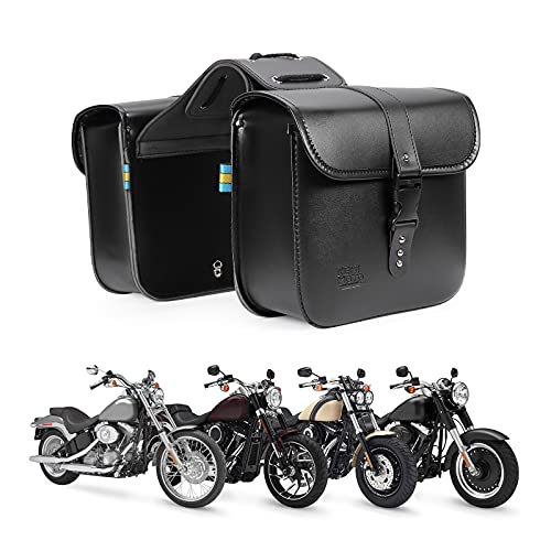 KEMIMOTO Motorcycle Saddlebags Throw Over Saddle bags Small Size Panniers 15L Side Luggage Saddlebags for Motorcycle Universal Sportster Softail Dyna Road King Rebel Synthetic Leather - style: Without Lock