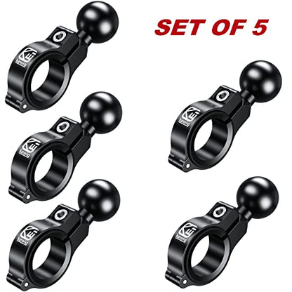 BRCOVAN 5 Pack, Aluminum Alloy Handlebar Mount Base with 1'' TPU Ball | Compatible with RAM Mounts B Size 1 Inch Ball Double Socket Arm, for Round Rail Diameter 0.5'' 0.87'' 1'' 1.125'' 1.26'' - style: R3-Set of 5