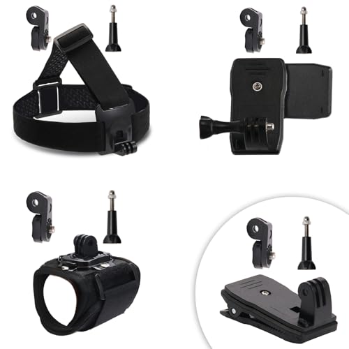 CamKix Accessories Kit Head & Backpack Mount Bundle Compatible with GoPro Hero 13/12/11/10/9/8/7/6/5, Insta360 - Head Strap Mount, Backpack Clip, 360° Rotating Wrist Strap, Adapters - color: Accessories Kit for Insta360 and Gopro