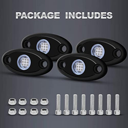 4Pods Rock Lights Blue Neon Underglow led Lamp for Car Trucks ATV UTV SUV Boat Underbody Glow Trail Rig Motorcycle Lights - color: Blue