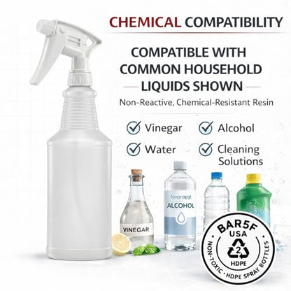 Bar5F Commercial Spray Bottles with Adjustable Trigger, Chemical Resistant HDPE, BPA-Free (3-Pack / 24 oz/Multicolor)