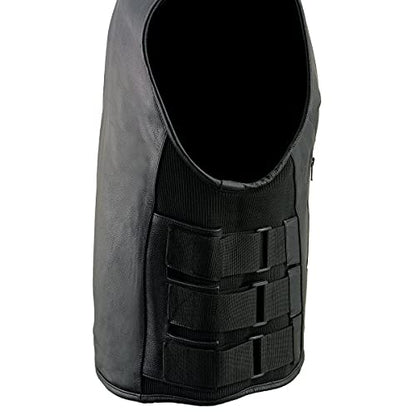 Milwaukee Leather Men's Classic Collarless Motorcycle Biker Rider Leather Vest |MLM|SH - color: Mlm3500-black, size: 4X-Large