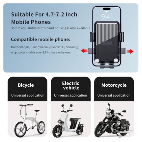 Bike Phone Holder, Motorcycle Handlebar Cell Phone Clamp, Scooter Phone Clip for iPhone 16 15 Pro Max/Plus, 14 Pro Max, S9, S10 and More 4.7" to 7.2" Smartphones,360° Rotatable Handlebar Phone Mount - color: Pink