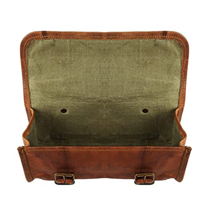 Leather Handlebar Bag Brown Saddle Motorcycle Bag Bicycle Tool Bag Buff Leather Travel Accessory Pouch (Tan Brown)