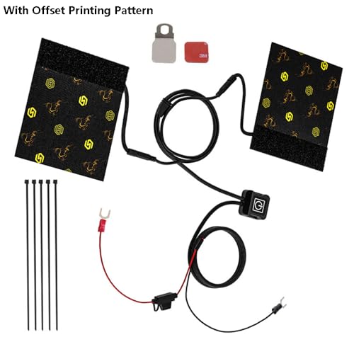 Riloer Motorcycle Heated Grip Cover Pad, 12V Scooter Motorcycle Hand Grip Heater Warmer Hot, 3 Temperature Settings Grips Handlebar Electric Heating Handle Cover (No Offset Printing Pattern) - style: No Offset Printing Pattern