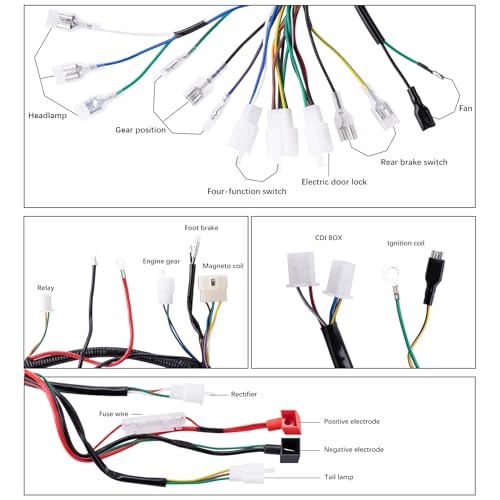 Complete Electrics Stator Coil CDI Wiring Harness with Full Copper Wire for 4-Stroke ATV Quad 150cc-300cc