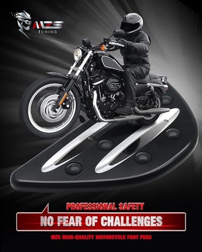 MZS Motorcycle Passenger Foot Pegs, 360° Roating Touring Floorboards + Motorcycle Cover Waterproof Outdoor, 420D All Season Weather Compatible with Dyna Electra Road Street Glide Road King Softail