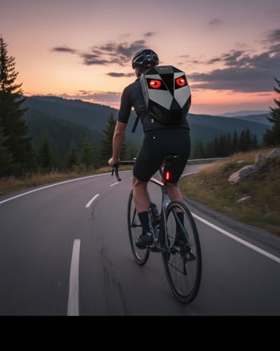 Gelrova Speaker Cycling Backpack - LED Bicycle Backpack With Speakers, Expandable Helmet Storage for Scooter Bike, 15-16" Laptop Compartment, Knight Pro 19inch, Battery not included