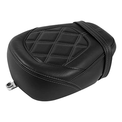 TCT-MOTORPARTS Low-Profile Leather Seat Passenger Seat Fits for Harley Touring 2009-2023 Electra Street Road Glide CVO Road King Black Stitching - color: Passenger Seat Black