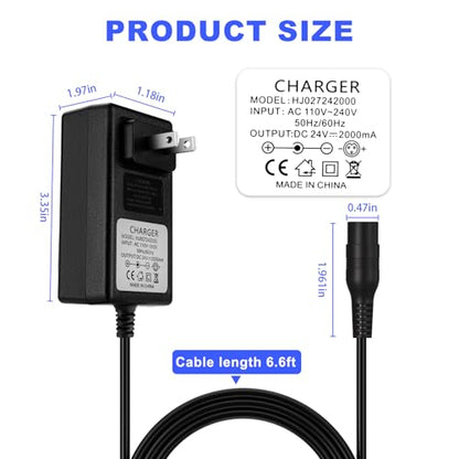 24V Electric Scooter Razor Charger for Razor MX350 Dirt Bike MX400 Dirt Rocket PR200, E100 E200 E300 E500 Quad Pocket Mod Sports Mod Motorcycle 24V 2000mA Charger
