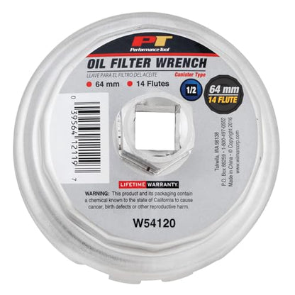 Performance Tool 14 Flute Toyota Oil Filter Wrench, Aluminum, 64mm - style: Toyota Canister