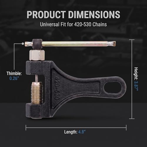1 PC Motorcycle Chain Breaker, 420-530 Roller Chain Tool with Fixed Slot Design, Metal Pin Ejector for Chain Removal, Universal for Most Motorcycles (Black)