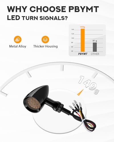 PBYMT Motorcycle Bullet Front Rear Turn Signal White Amber Light SMD Blinker Indicator Compatible with Honda Yamaha Suzuki Kawasaki (Gloss Black) - color: Gloss Black