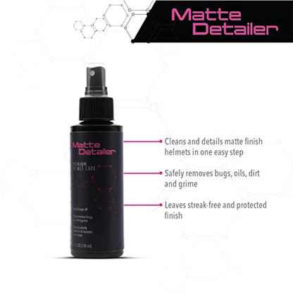 Molecule Helmet Matte Detailer | Premium Helmet Care | Cleans & Details Matte Finished Helmets, Visors, and Goggles | 4 Ounce