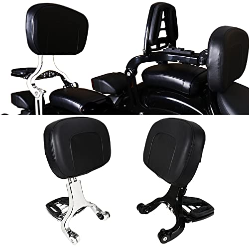 Adjustable Sissy Bar Backrest With Folding Luggage Rack For Kawasaki 900 Classic (Matt Black)