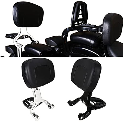 Adjustable Sissy Bar Backrest With Folding Luggage Rack For Kawasaki 900 Classic (Matt Black)
