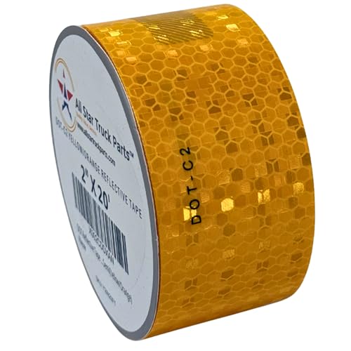 DOT-C2 Reflective Tape, Yellow/Orange Safety Warning Hazard Caution Conspiciuity Tape for School Bus Truck Trailer Boat Semi Motorcycle Bike and Helmet Waterproof (2 in x 20 FT) - size: 2 IN x 20 FT