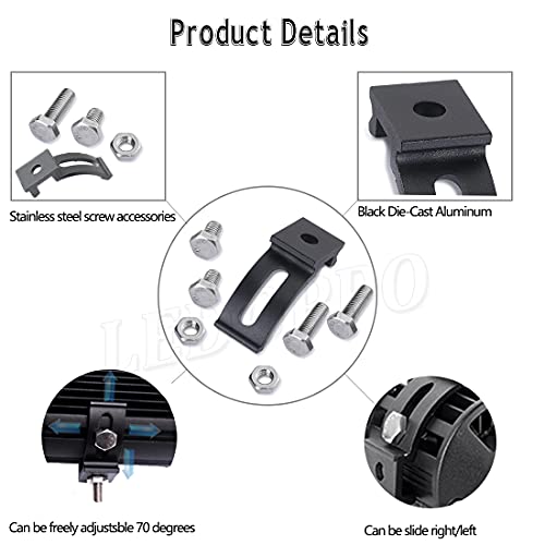 LED Light Bar Mounting Bracket - Mounting Brackets Universal Adjustable Slide Mounted Base for Work Light Bar LED Pod (Pack of 2) - size: Light Bar Adjustable Brackets