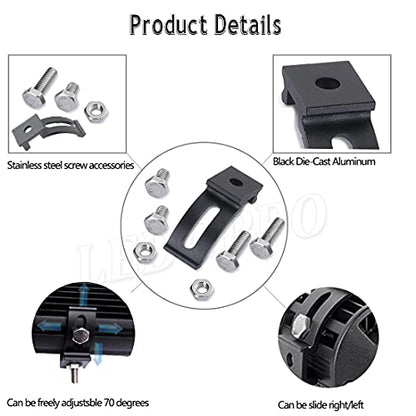 LED Light Bar Mounting Bracket - Mounting Brackets Universal Adjustable Slide Mounted Base for Work Light Bar LED Pod (Pack of 2) - size: Light Bar Adjustable Brackets