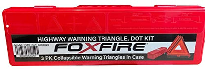 Foxfire Safety Lites Roadside Emergency Reflective Warning Triangles with Carrying Case, DOT Approved, Weighted Base, 3 Pack, F3TK