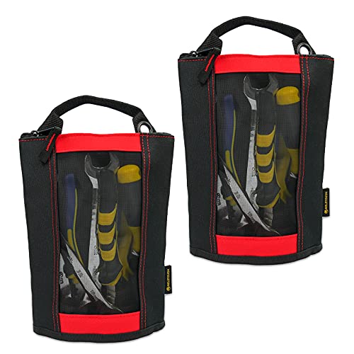 MELOTOUGH Fastener Bag Utility Canvas Zipper Tool Bag Heavy Duty Mesh Window, Hanging Grommets (Red 2 pack） - color: Red color