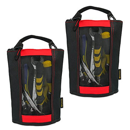 MELOTOUGH Fastener Bag Utility Canvas Zipper Tool Bag Heavy Duty Mesh Window, Hanging Grommets (Red 2 pack） - color: Red color