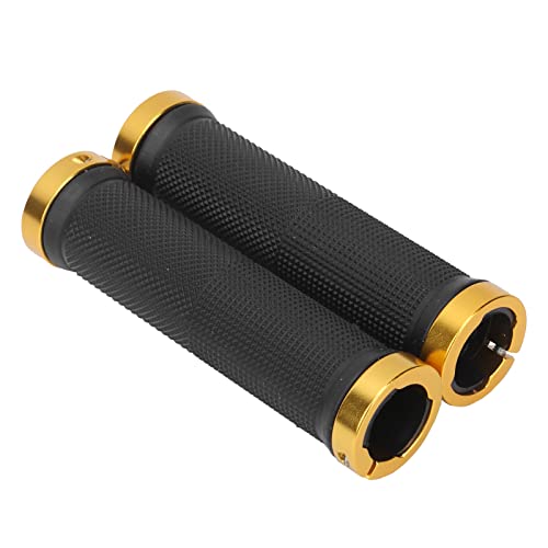 1 Pair Bike Handlebar Grips, Lightweight Rubber Handlebar Sleeve for Mountain Bike - color: Gold