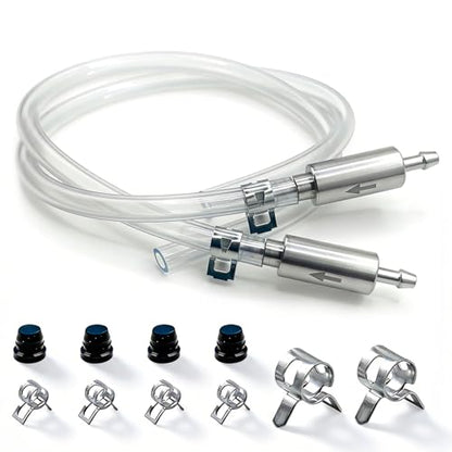 2 Sets Brake Bleeder Hose Kit with One-Way Valve&Metal Clamp | Air-Free Hydraulic Bleeding Tool for Car, Motorcycle&Clutch