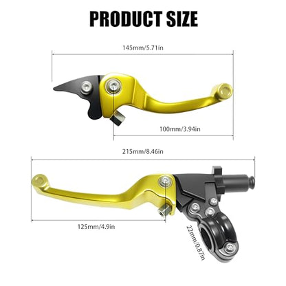 7/8inch 22mm Universal Motorcycle Clutch Brake Lever Folding Levers for 50/110/125/140/150cc Dirt Pit Bike SSR RFZ 125 DBX18/19 Xpro Coolster Thumpstar Baja Apollo (Gold) - color: Gold