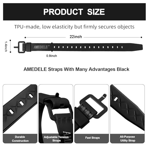 2 Pack Lashing Straps with Buckles,Adjustable Utility Tension Straps,Simple Tie-Downs Straps for Securing Bike Moto Luggage,Garden Hoses,Skis,Wires and Cables,Black,22" - color: Black, size: 22" Length / 2 Pack