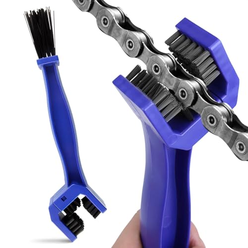 Motorcycle Chain Brush – O-Ring Safe, 3-Sided PP Chain Cleaning Brush, Reinforced PP Handle, Dual-Sided Sprocket & Drivetrain Tool, No Removal Needed – Dirt Bike, MTB, Road Bike, Cruiser, ATV - style: Motorcycle Chain Cleaner Brush