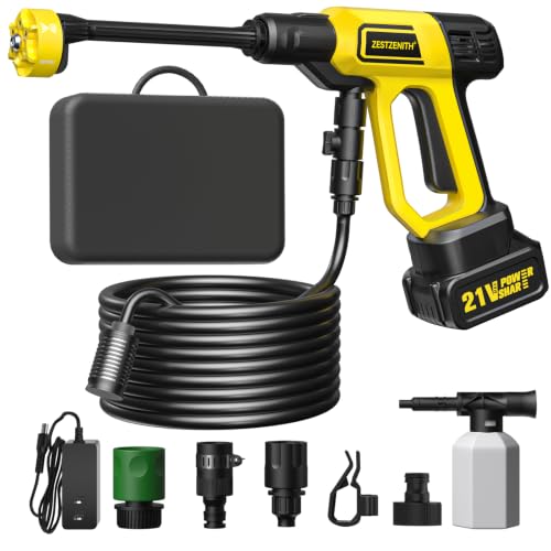 Cordless Portable Washer, Battery Operated Handheld Washer with 21V Battery & Charger, 1100 PSI, 6-in-1 Nozzle, Foam Pot, 23FT Hose, Car Washer for Home Garden Patio Driveway
