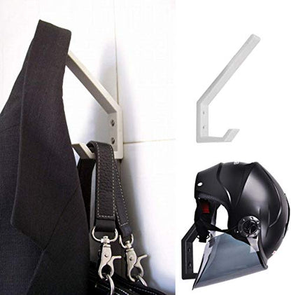 4PCS Helmet Holders Plastic Hanging Hooks Wall Mounted Hangers Hat Glove Bag Shoe Clothes Rack (White-4PC) - color: White-4PC