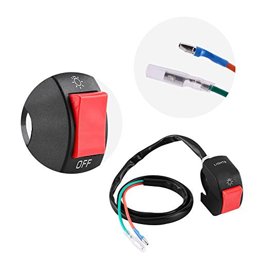 7/8inch Motorcycle Handlebar Switch Control,Universal Mount LED Headlight On/Off Switch with Button for Motorcycle Dirt Bike ATV LED Headlight Light (Red) - color: Red