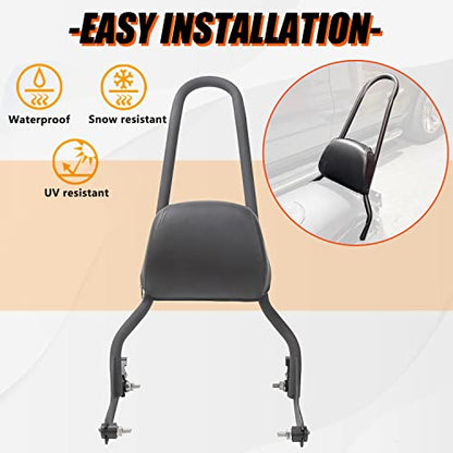 ECOTRIC Motorcycle Detachable Sissy Bar Backrest Pad Compatible with 2006-2017 Harley Davidson Fatboy Fat boy LO FLSTF Softail FXST FLST CVO Rear Passenger Adjustable Back rest Black Steel