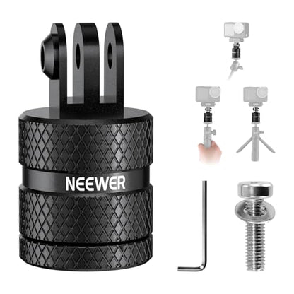 NEEWER Action Camera Tripod Mount Adapter Compatible with GoPro Hero 13 Go Pro 12 11 10 9 Black DJI Osmo Action 5 Pro 4 3, 360° Swivel 1/4"-20 to 3 Prong Mount for Standard 1/4 Accessories, GP-89 - style: GP-89