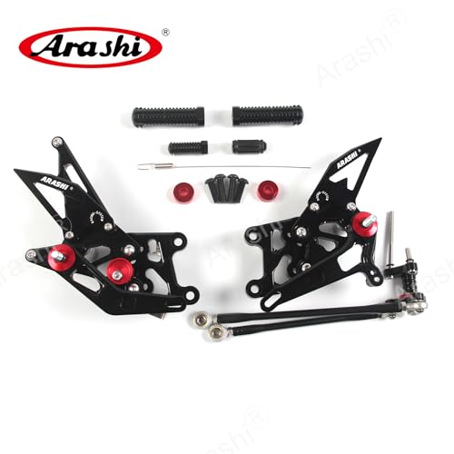 Arashi Version 2.0 Adjustable Rearsets for Honda CBR600RR 2007-2008, Black - color: Black, size: CBR600RR 2007-2008