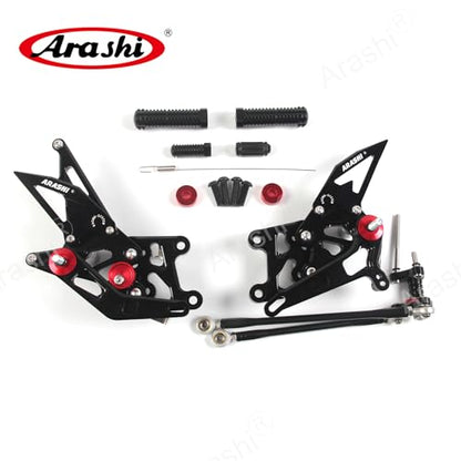 Arashi Version 2.0 Adjustable Rearsets for Honda CBR600RR 2007-2008, Black - color: Black, size: CBR600RR 2007-2008