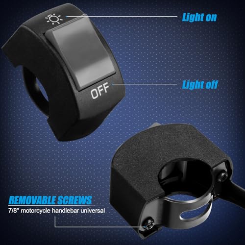 Frienda 3 Pieces Motorcycle Headlight Switch Handlebar Toggle Switch 7/8 Inch 22 mm 12v on Off Push Button for U5 U7 U2 Motorcycles Scooter Electromobile (Grey) - color: Grey