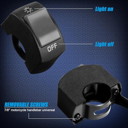 Frienda 3 Pieces Motorcycle Headlight Switch Handlebar Toggle Switch 7/8 Inch 22 mm 12v on Off Push Button for U5 U7 U2 Motorcycles Scooter Electromobile (Grey) - color: Grey